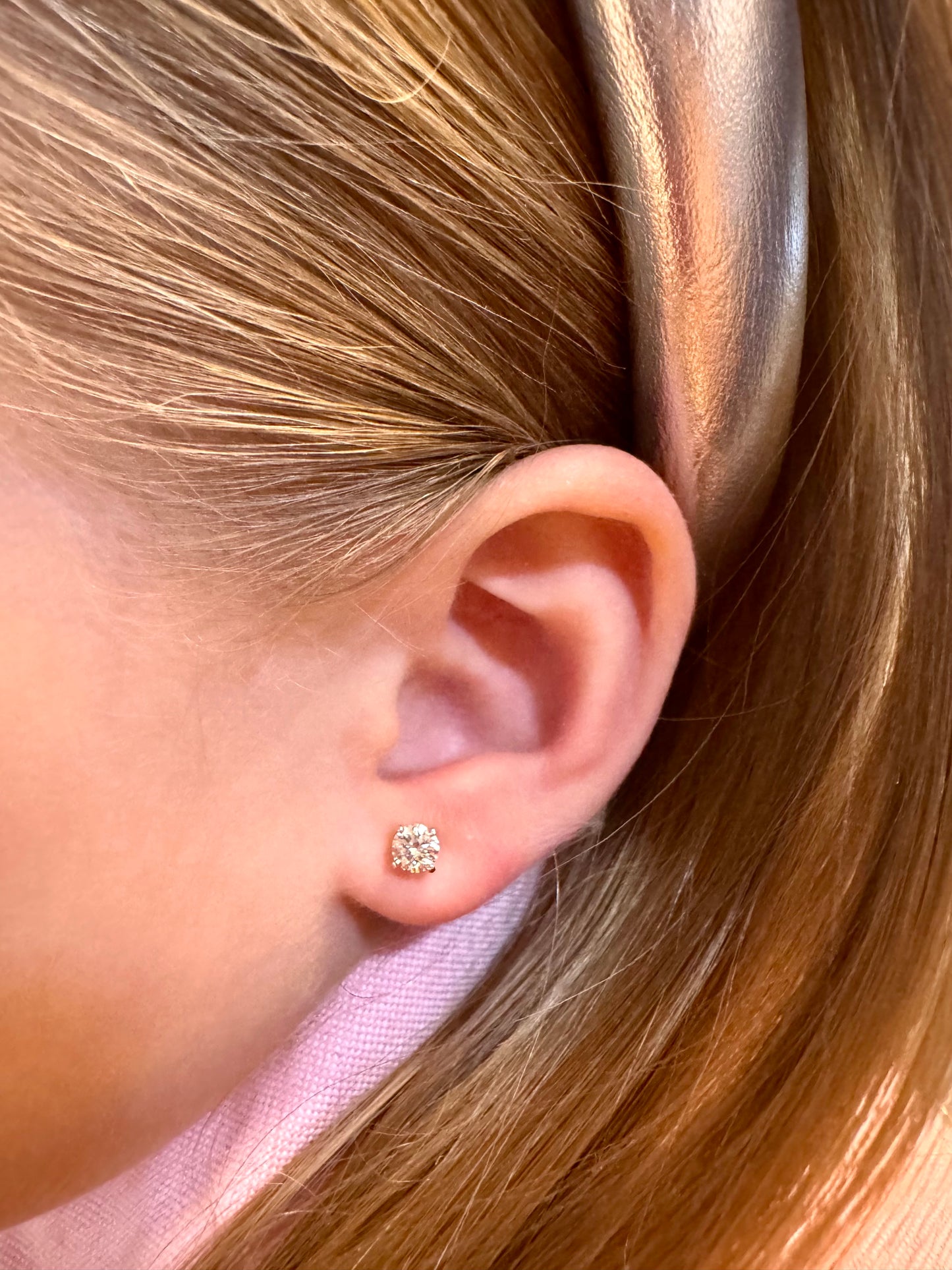 14K Kids Diamond Solitaire Earrings (0.5 Carats)