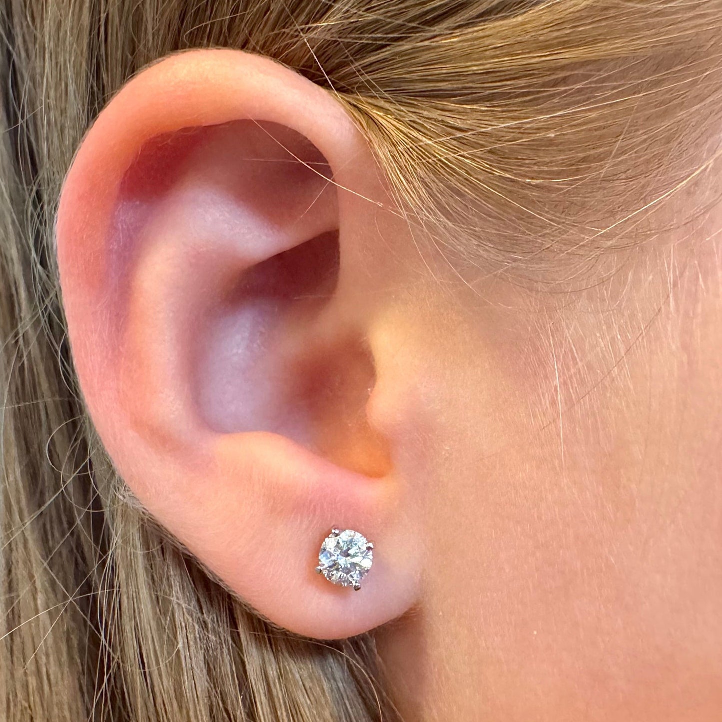 14K Kids Diamond Solitaire Earrings (0.5 Carats)