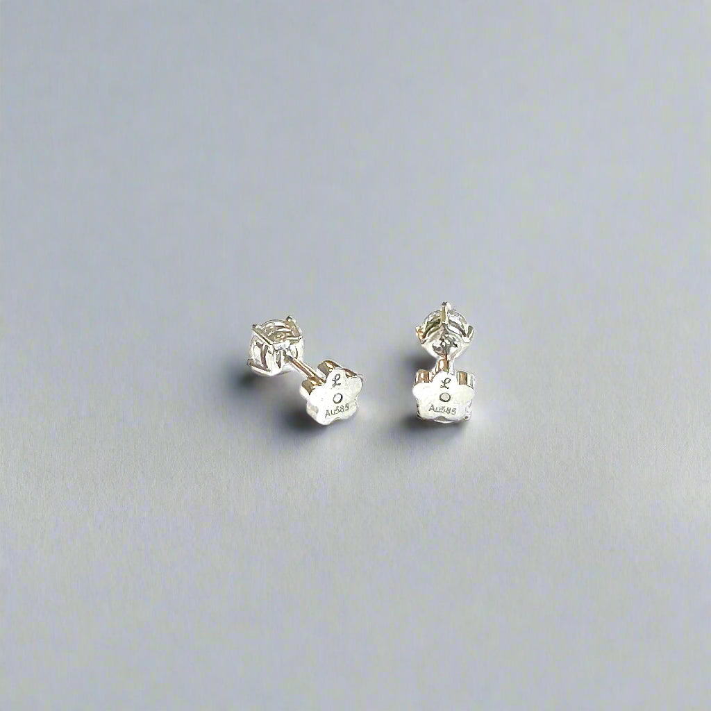 14K Kids Diamond Solitaire Earrings (0.5 Carats)